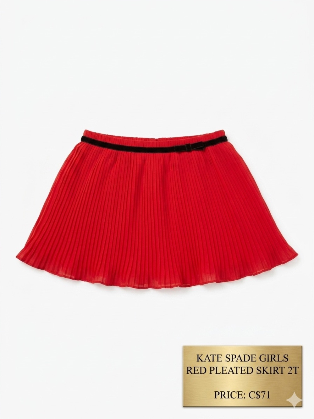 Kate Spade Girls Red Pleated Skirt 2T EUC 93d250276 EUC